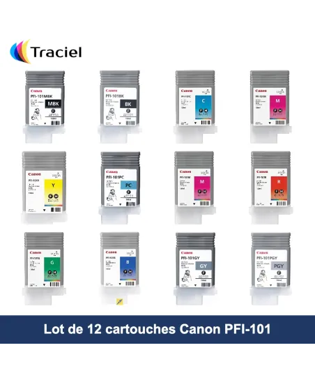 Lot de 12 cartouches Canon PFI-101