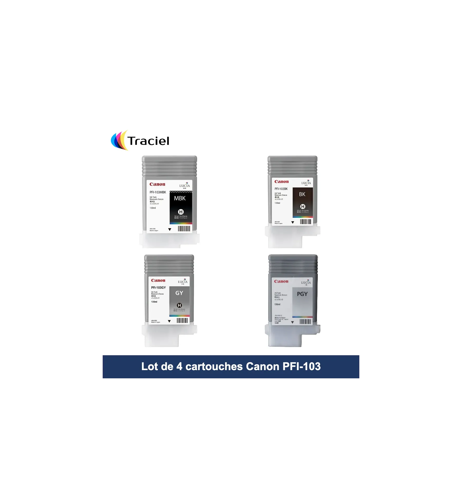 Lot de 4 cartouches Canon PFI-103