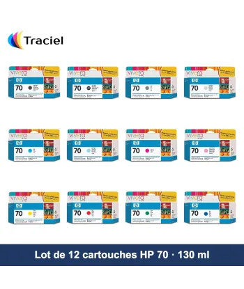 Lot de 12 cartouches HP 70 130 ml