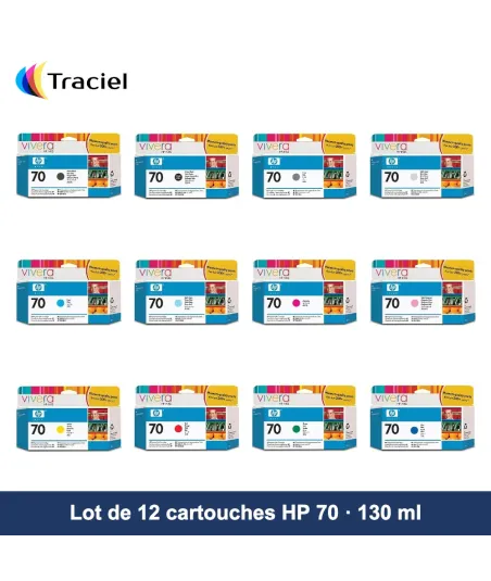 Lot de 12 cartouches HP 70 130 ml