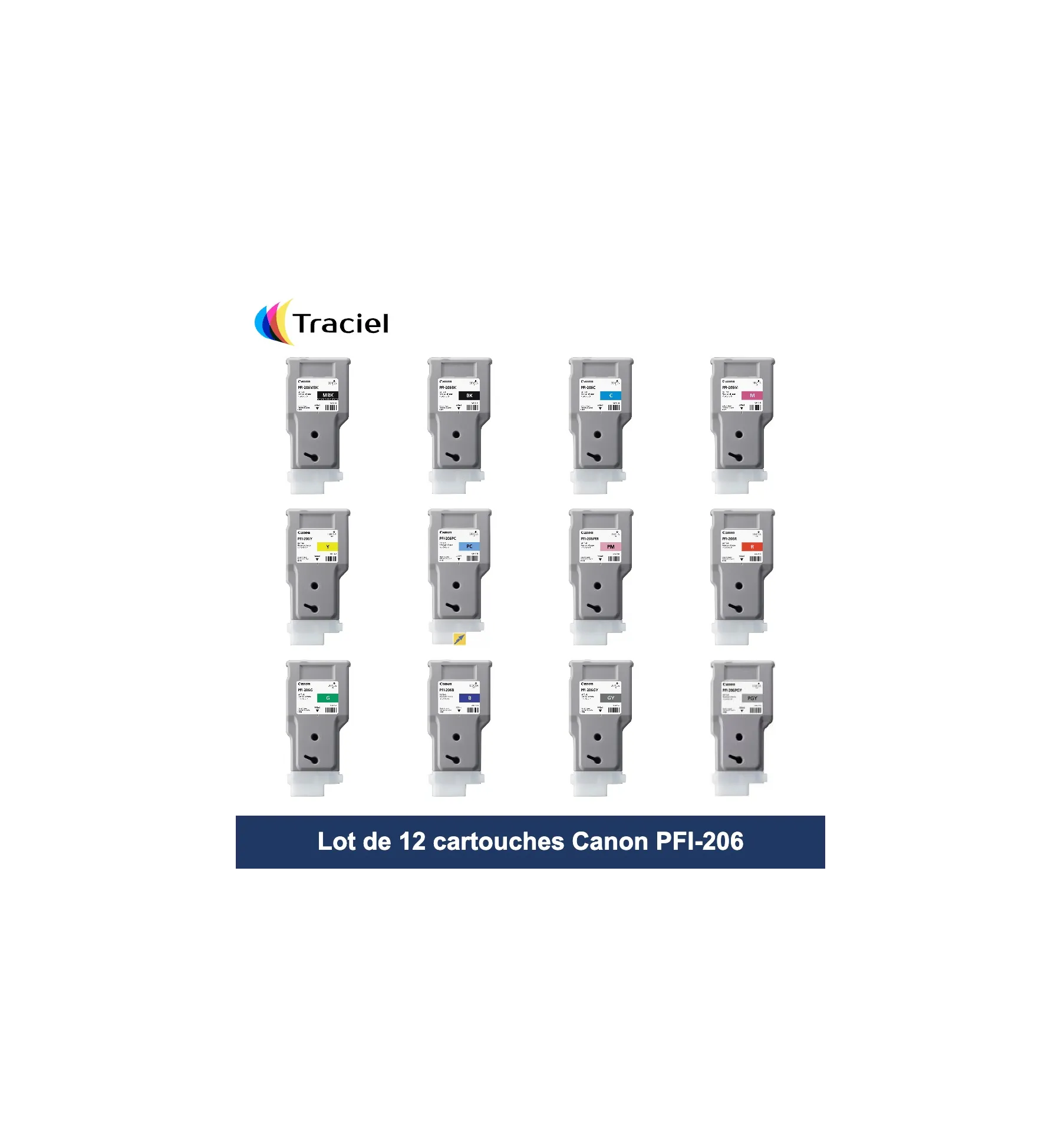 Lot de 12 cartouches Canon PFI-206