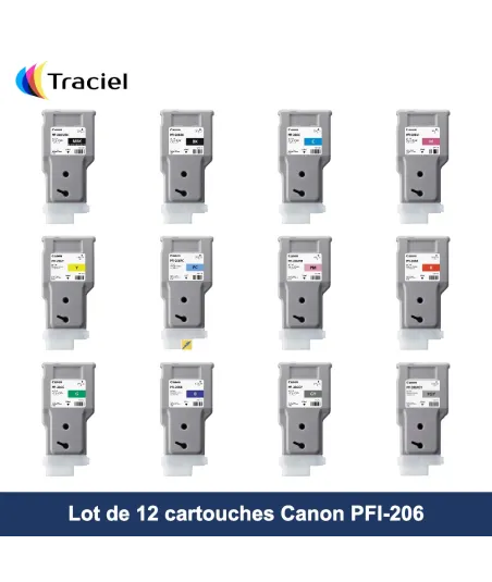 Lot de 12 cartouches Canon PFI-206