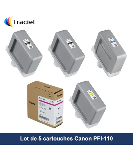 Lot de 5 cartouches Canon PFI-110