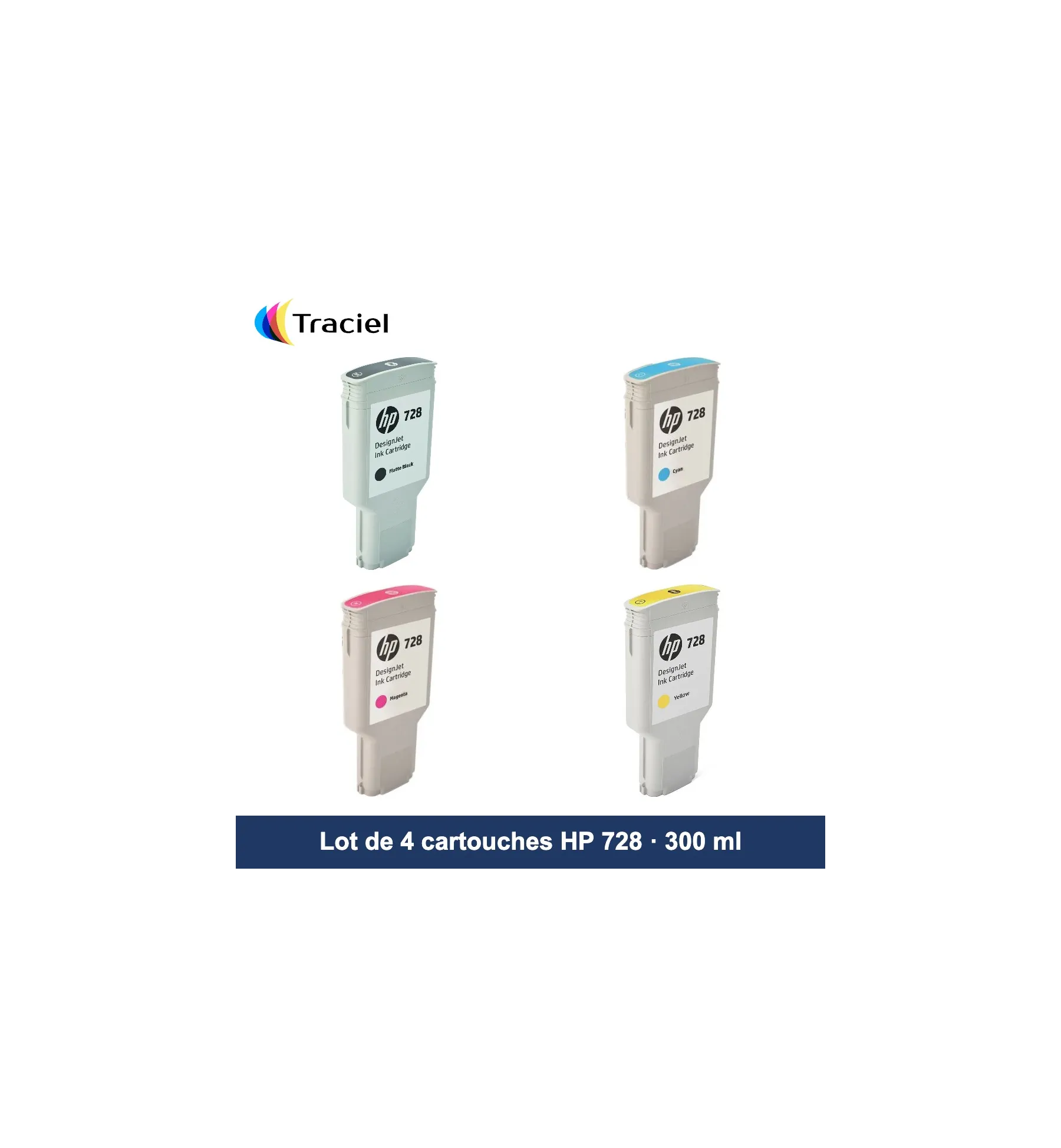 Lot de 4 cartouches HP 728 300 ml