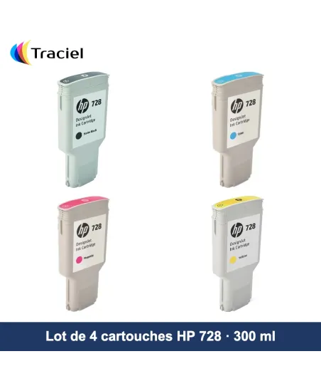 Lot de 4 cartouches HP 728 300 ml
