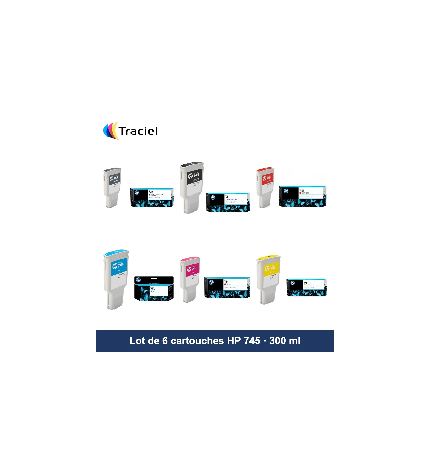 Lot de 6 cartouches HP 745 300 ml