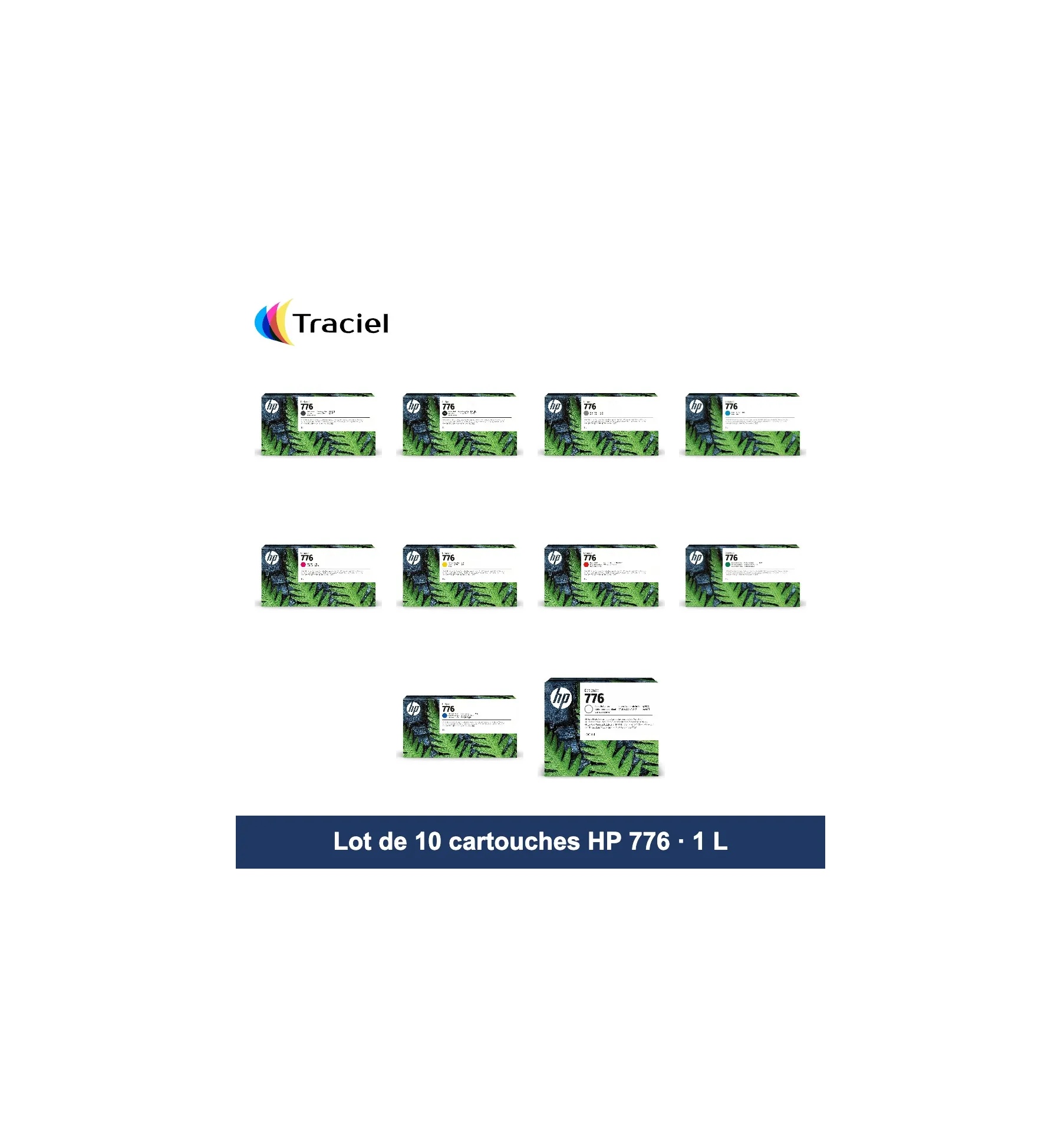 Lot de 10 cartouches HP 776 1 L