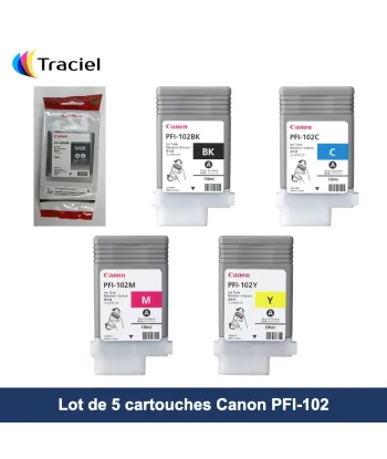 Lot de 5 cartouches Canon PFI-102