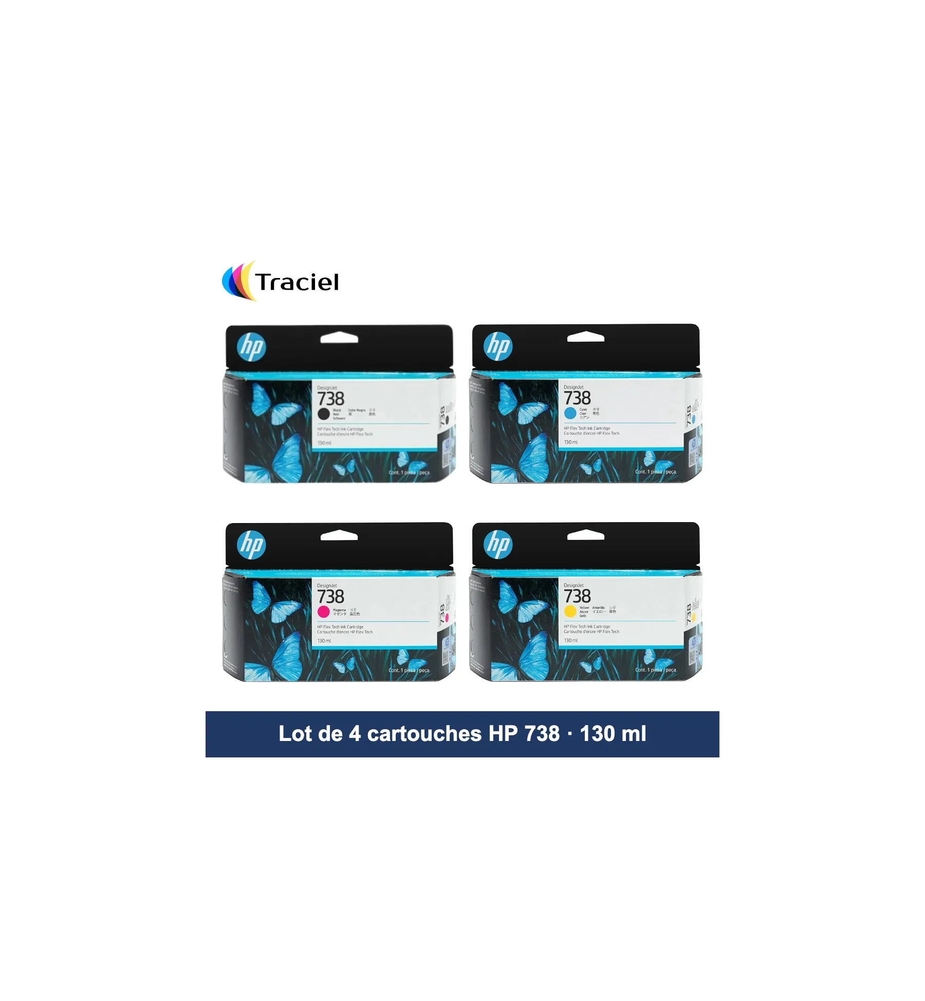 Lot de 4 cartouches HP 738 130 ml