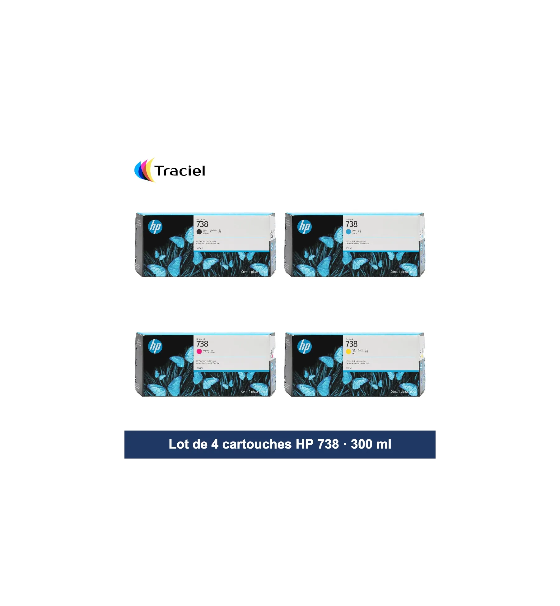 Lot de 4 cartouches HP 738 300 ml