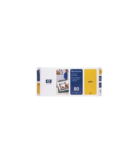 Tête d'impression jaune et dispositif de nettoyage HP nº 80